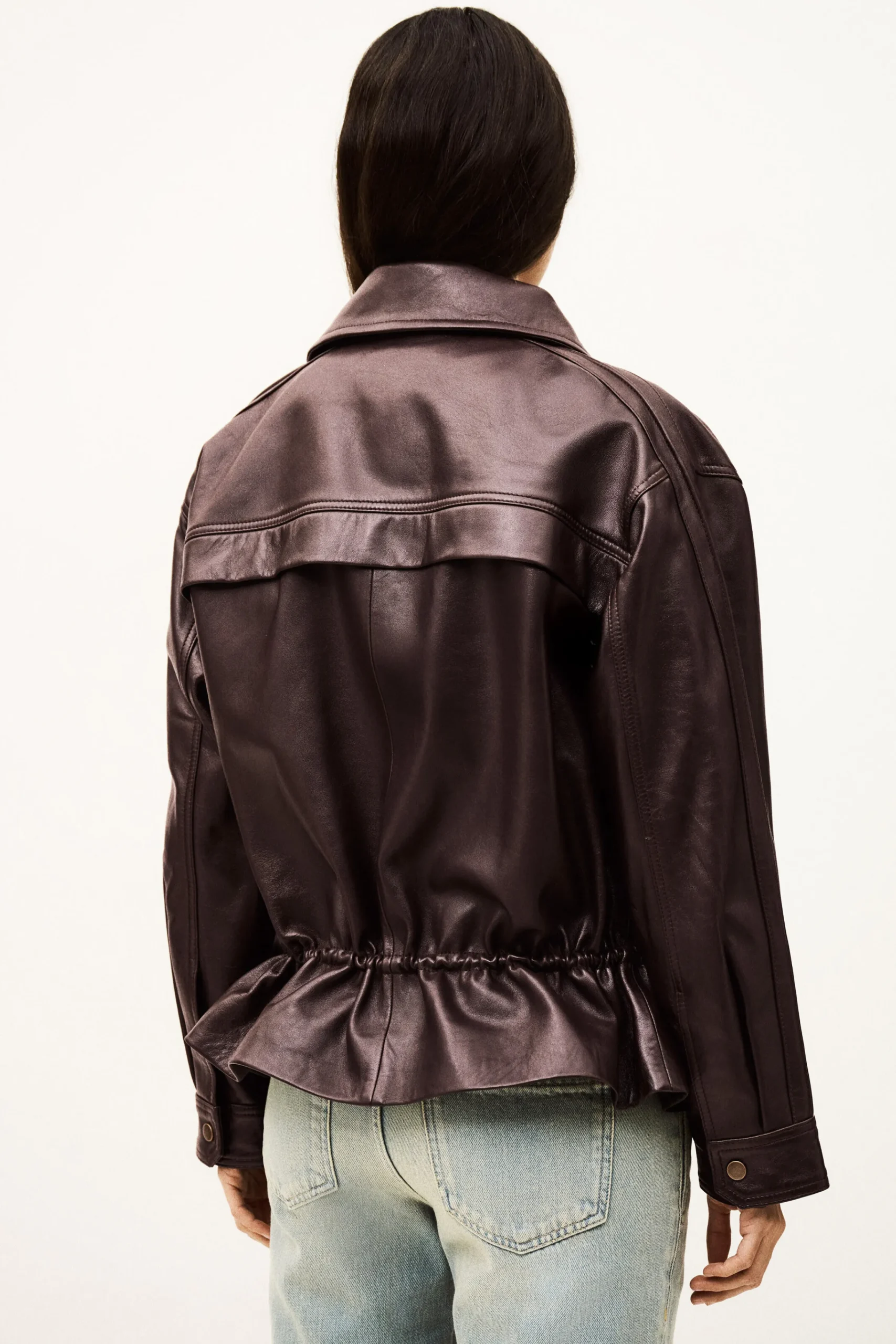 Ba&Sh KASSIA veste cuir oversized ROUGE Sale