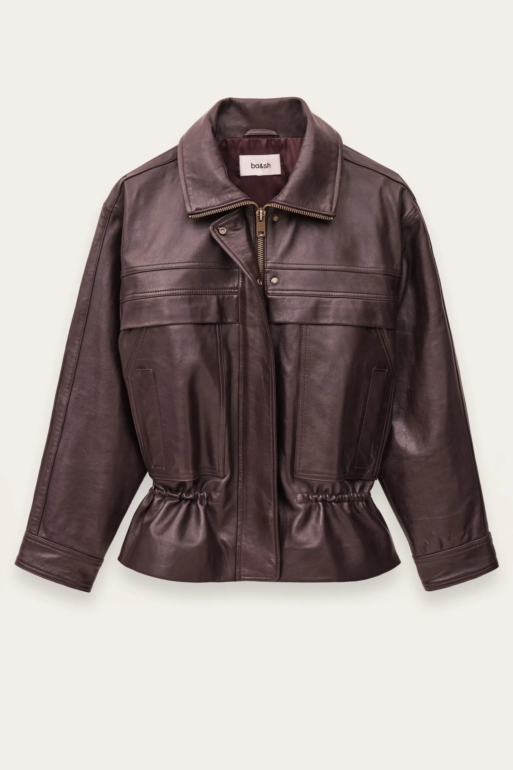 Ba&Sh KASSIA veste cuir oversized ROUGE Sale