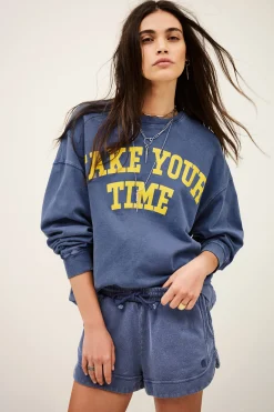 Ba&Sh KEYRA sweatshirt oversize coton BLEU Outlet