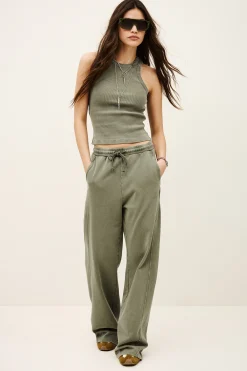 Ba&Sh KOKO pantalon large coton VERT Discount