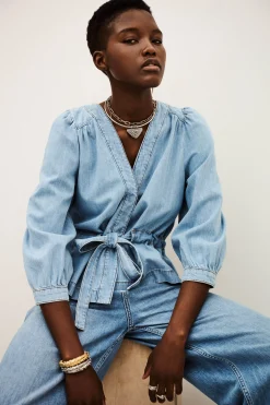 Ba&Sh LAVINA top manches longues BLEU New