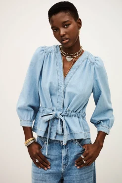 Ba&Sh LAVINA top manches longues BLEU New