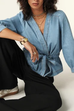 Ba&Sh LAVINA top manches longues BLEU New