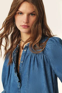 Ba&Sh LICONI robe courte denim BLEU Online