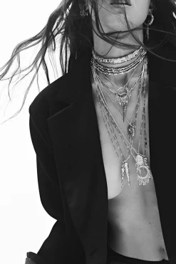 Ba&Sh LINA collier long anneau GRIS Outlet