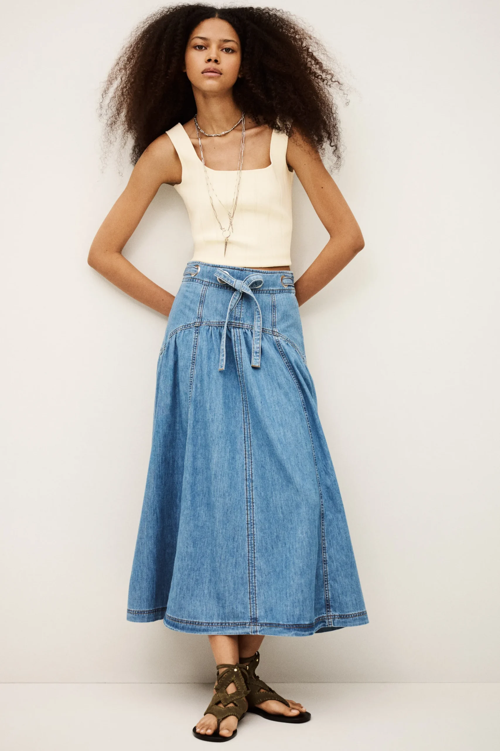 Ba&Sh LONIA jupe midi BLEU Outlet