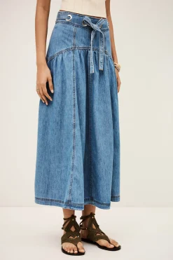 Ba&Sh LONIA jupe midi BLEU Outlet