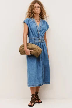 Ba&Sh LOVE robe midi BLEU
