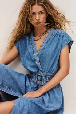 Ba&Sh LOVE robe midi BLEU