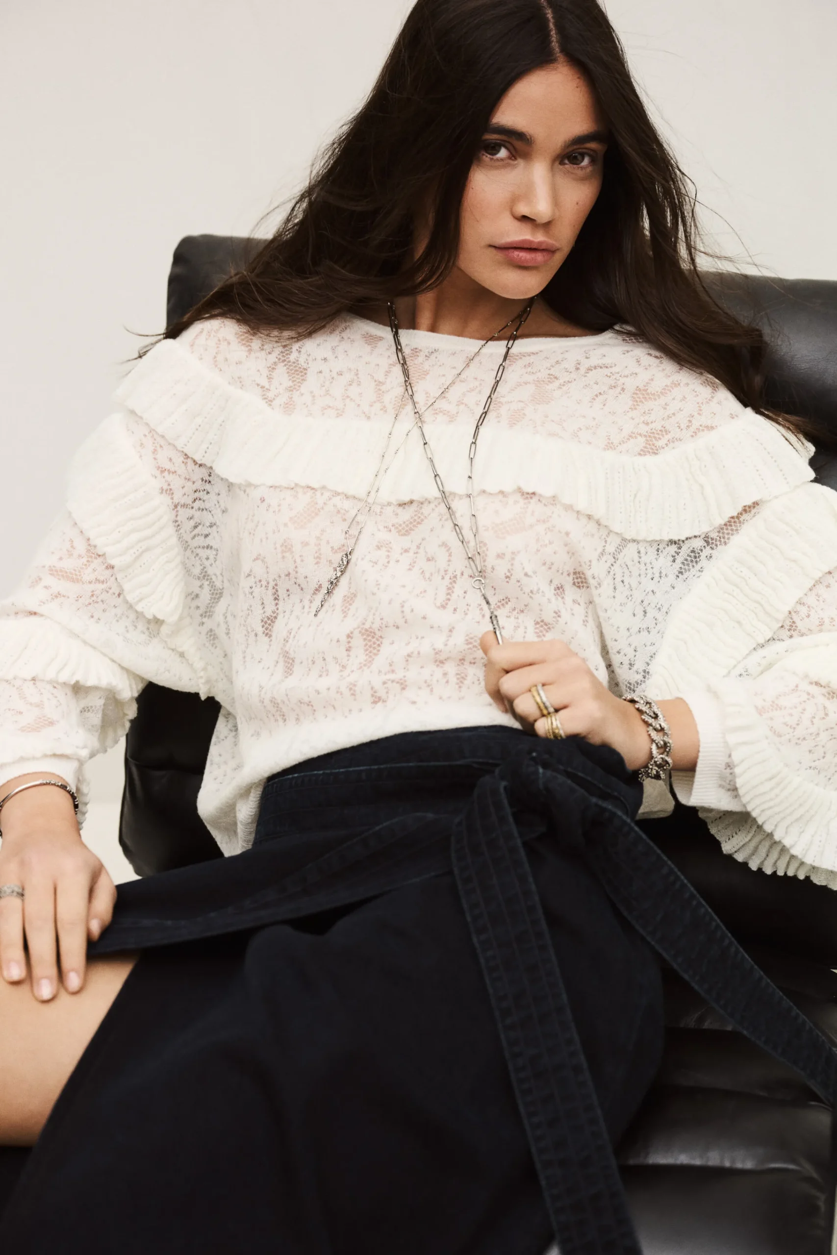 Ba&Sh LUCAS pull oversized dentelle ECRU Clearance