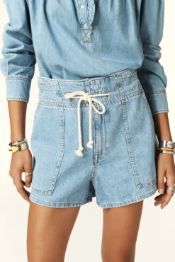 Ba&Sh MABO short taille haute BLEU Online
