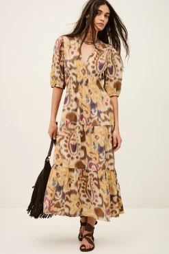 Ba&Sh MADELIA robe midi imprimée JAUNE Online