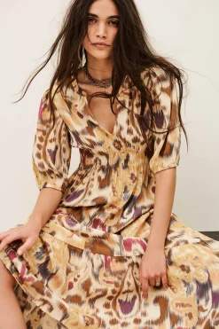 Ba&Sh MADELIA robe midi imprimée JAUNE Online