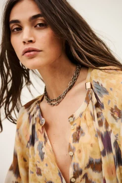 Ba&Sh MAELLE chemise imprimée JAUNE Outlet