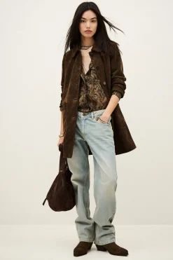 Ba&Sh MAENA manteau daim long MARRON
