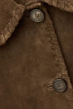 Ba&Sh MAENA manteau daim long MARRON