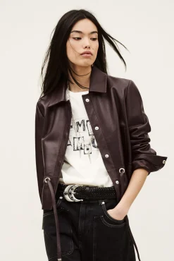 Ba&Sh MANITA veste courte cuir VIOLET Best