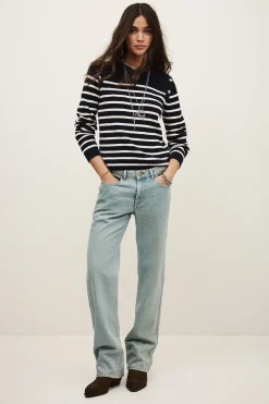 Ba&Sh MATIO pull marinière laine BLEU Outlet