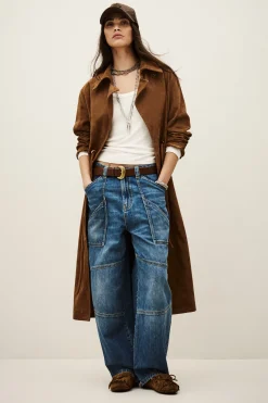 Ba&Sh MATTE manteau long cuir MARRON Sale