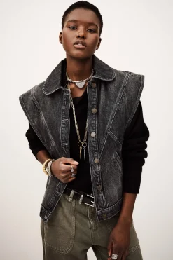 Ba&Sh MAX blouson en jean NOIR Outlet