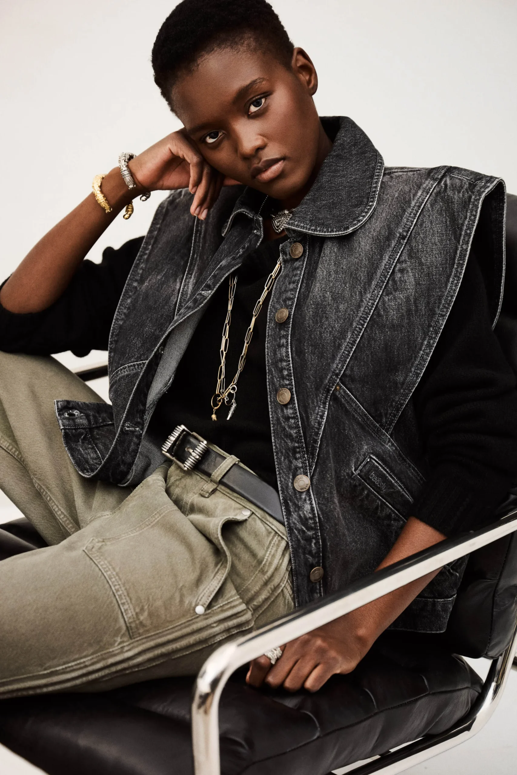 Ba&Sh MAX blouson en jean NOIR Outlet