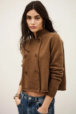 Ba&Sh MELODIA gilet double boutonnage MARRON Clearance