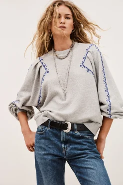 Ba&Sh MESTA sweat brodé GRIS New