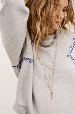 Ba&Sh MESTA sweat brodé GRIS New