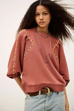 Ba&Sh MESTA sweat brodé ROSE Clearance