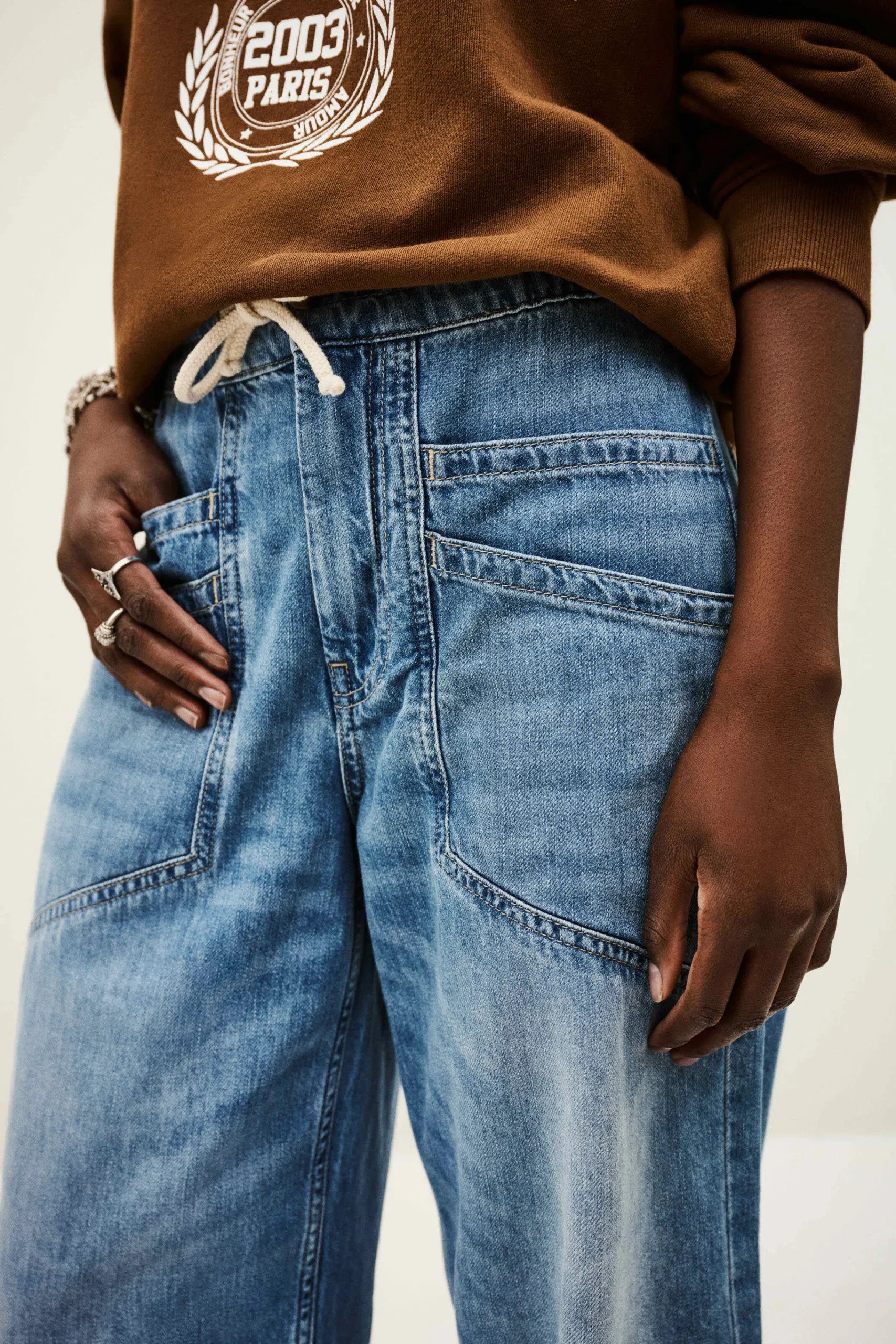 Ba&Sh MIMA Jeans wide straight BLEU Outlet