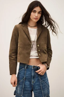 Ba&Sh MORFEO veste cuir velours VERT Online