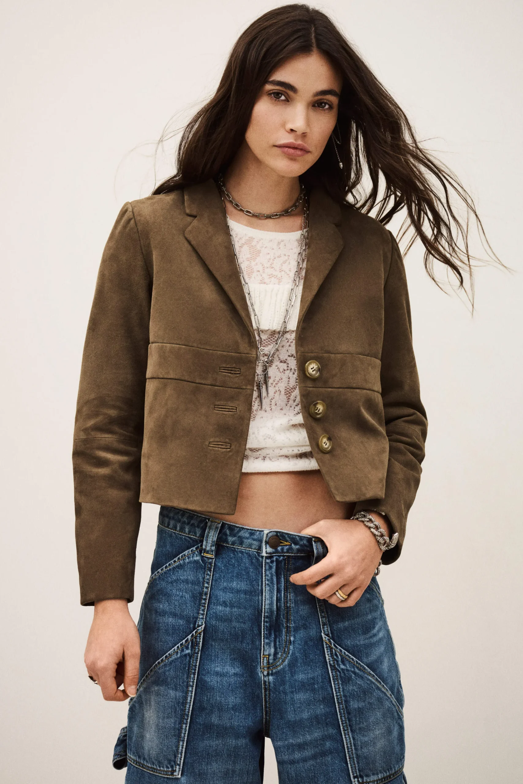 Ba&Sh MORFEO veste cuir velours VERT Online