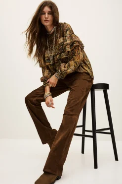 Ba&Sh MOSSI pantalon large MARRON