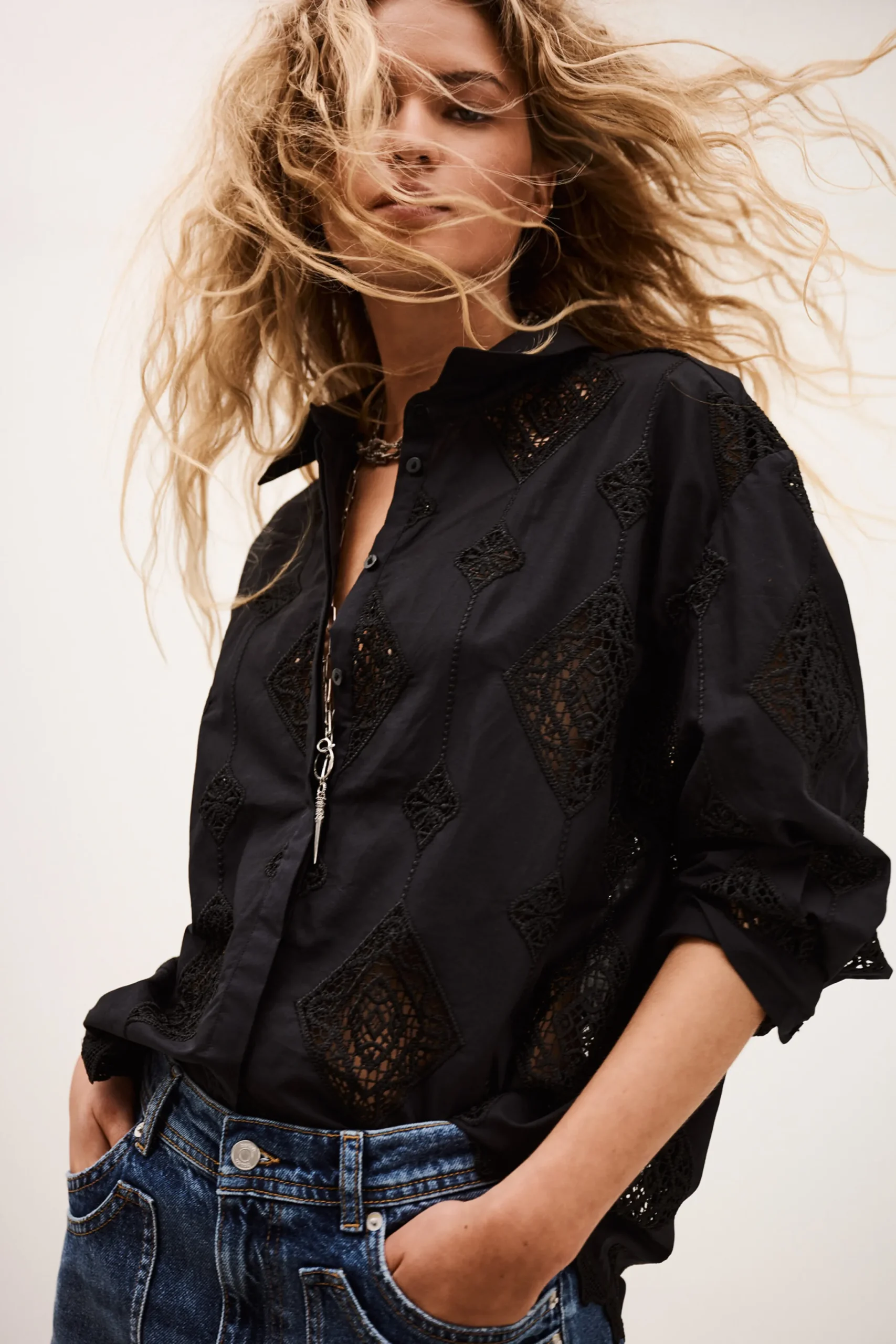 Ba&Sh MURIEL chemise manches /4 NOIR Outlet