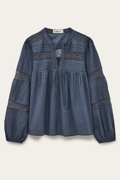 Ba&Sh NAMI blouse loose dentelle BLEU Best