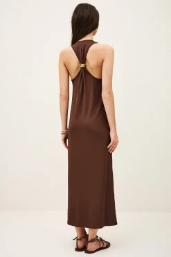 Ba&Sh NAORA robe longue jersey MARRON Online