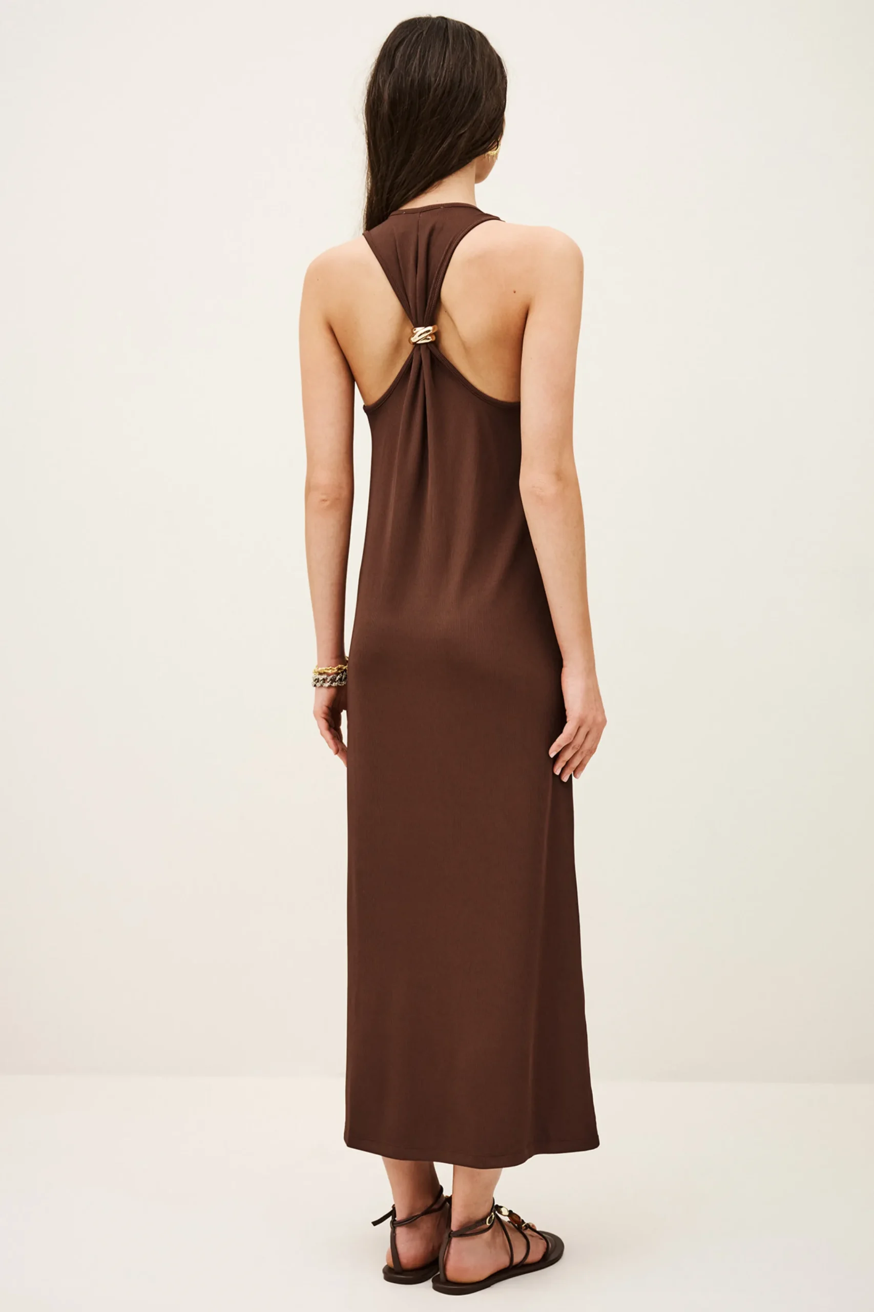 Ba&Sh NAORA robe longue jersey MARRON Online