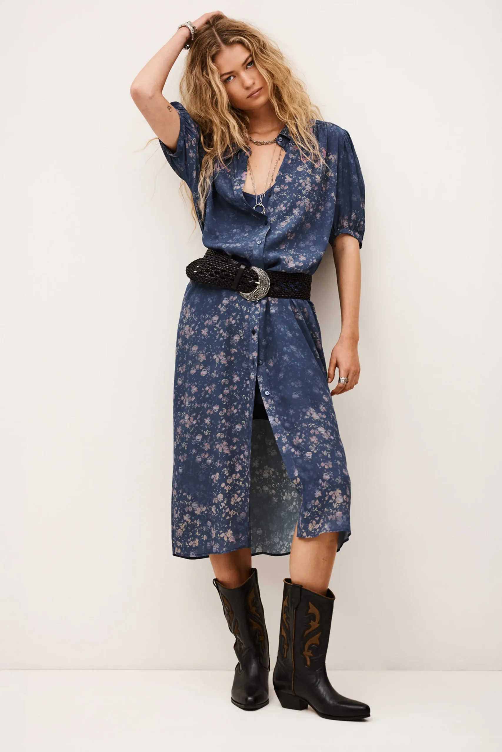 Ba&Sh NORMA robe chemise midi BLEU Discount
