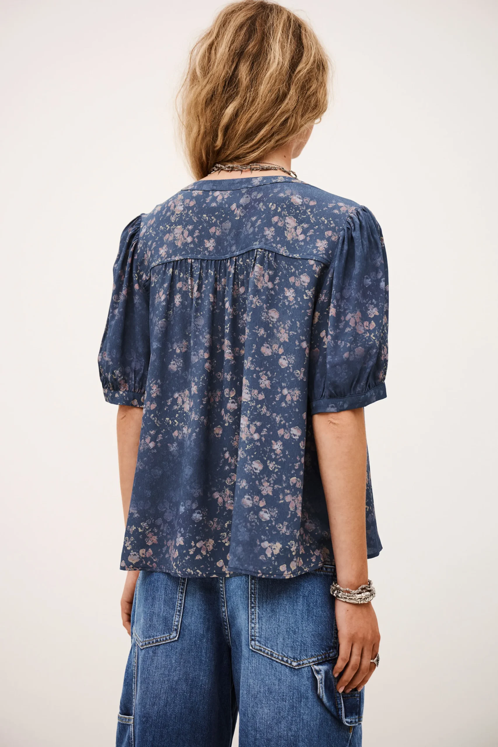 Ba&Sh NOVELLA chemise manches ballons BLEU Hot