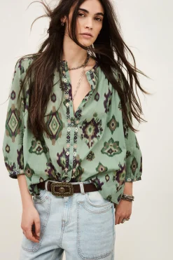 Ba&Sh ODELIE chemise imprimée VERT
