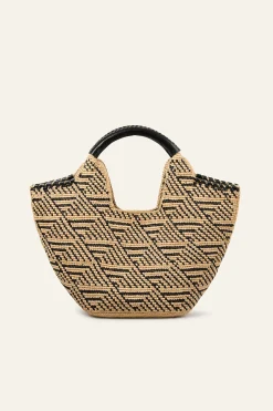 Ba&Sh OPHELIA grand panier en raphia NOIR Outlet