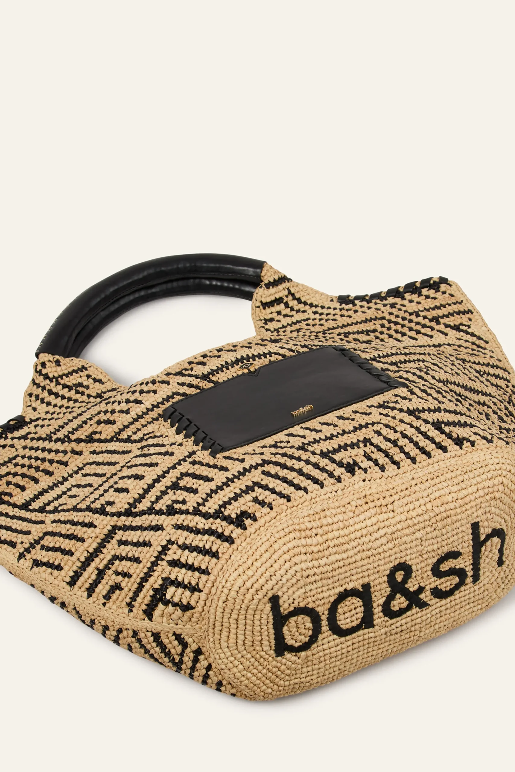 Ba&Sh OPHELIA grand panier en raphia NOIR Outlet