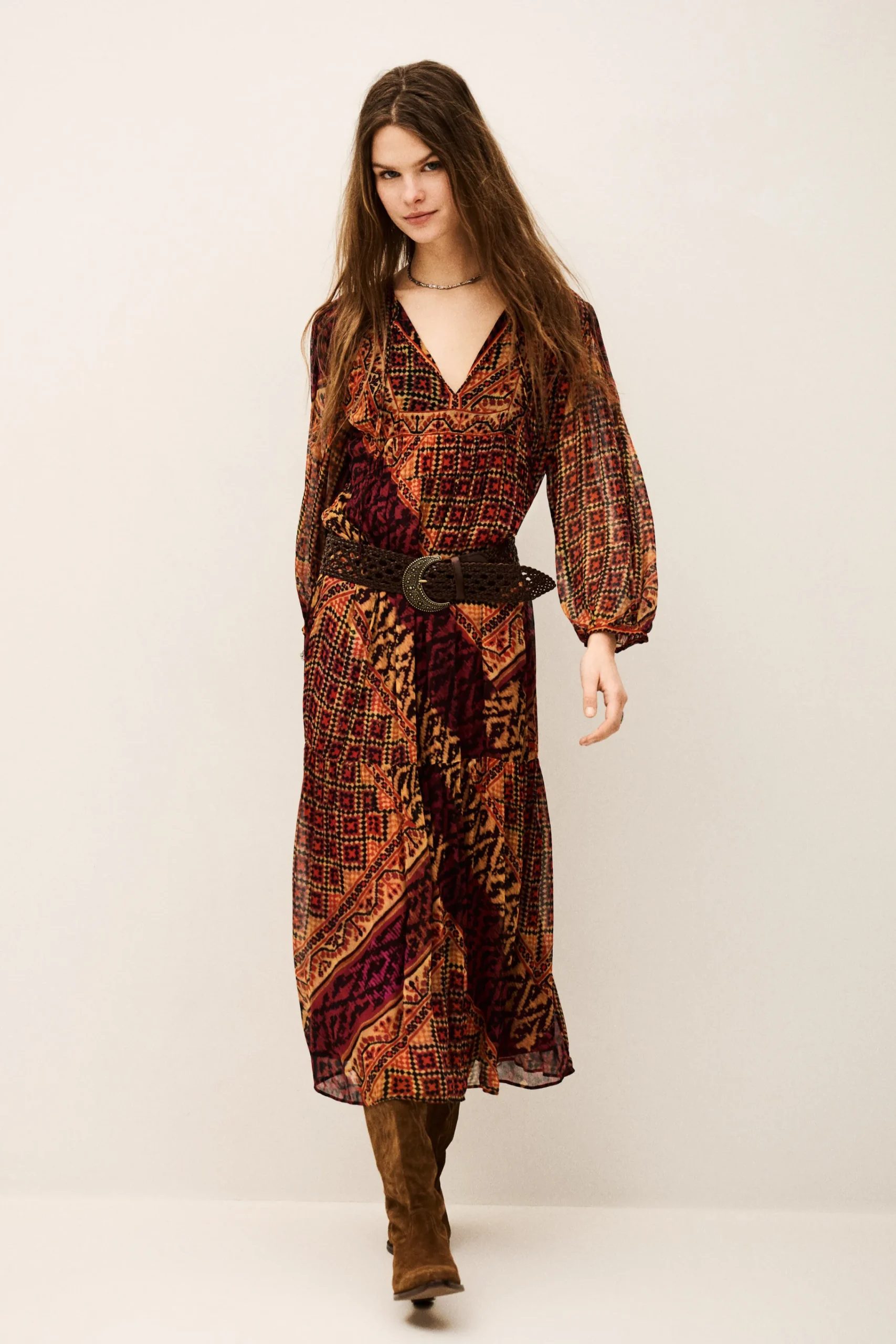 Ba&Sh ORIA robe midi loose ROUGE New