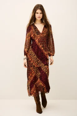 Ba&Sh ORIA robe midi loose ROUGE New