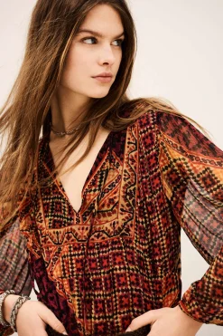 Ba&Sh ORIA robe midi loose ROUGE New