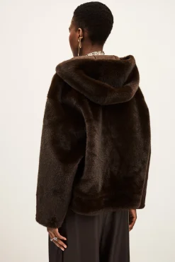 Ba&Sh PANDY manteau fausse fourrure MARRON Discount