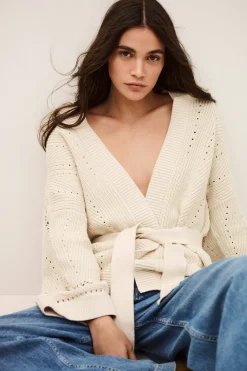 Ba&Sh PERINE gilet long maille ECRU Discount
