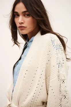 Ba&Sh PERINE gilet long maille ECRU Discount