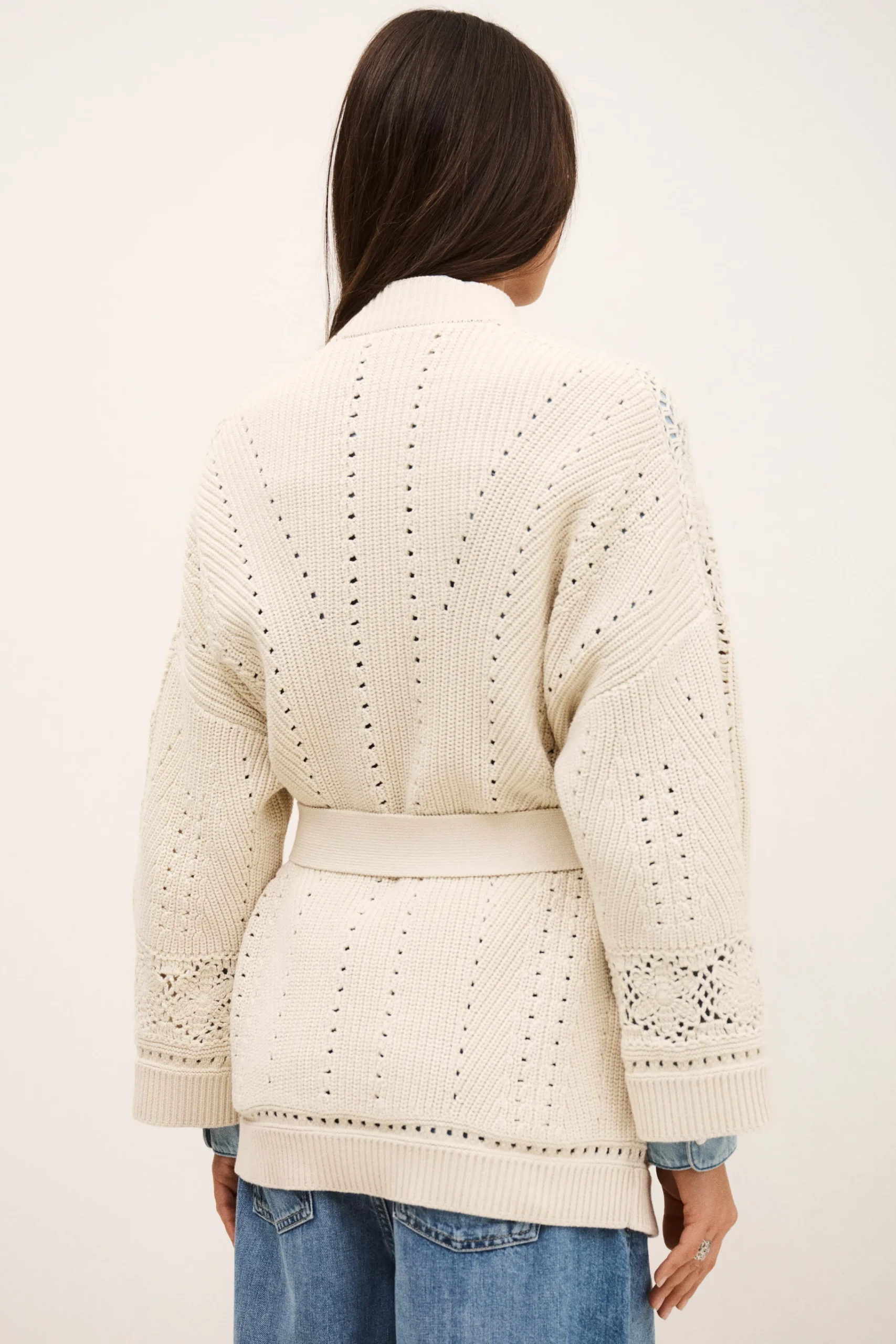 Ba&Sh PERINE gilet long maille ECRU Discount