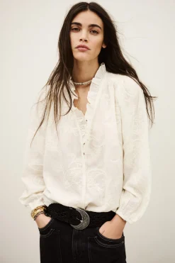 Ba&Sh PETTY blouse jacquard ample ECRU Sale
